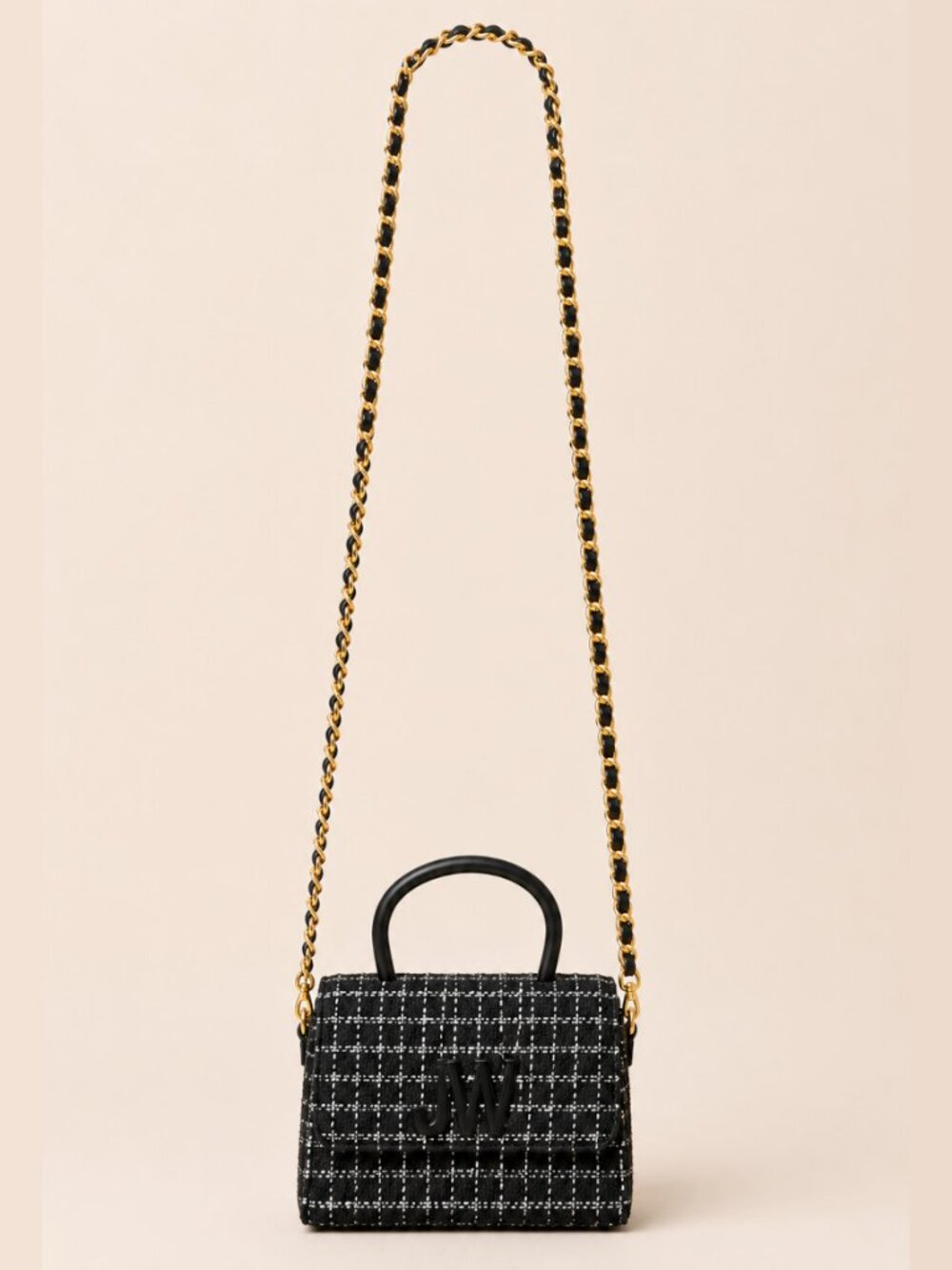 Jason Wu Mini Tweed Top Handle Crossbody Bag Black Lurex Woven Texture - Picture 5 of 15
